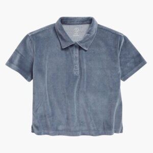 Treasure & Bond (Nordstrom brand) 'Blue Mirage" Velour Cropped Polo